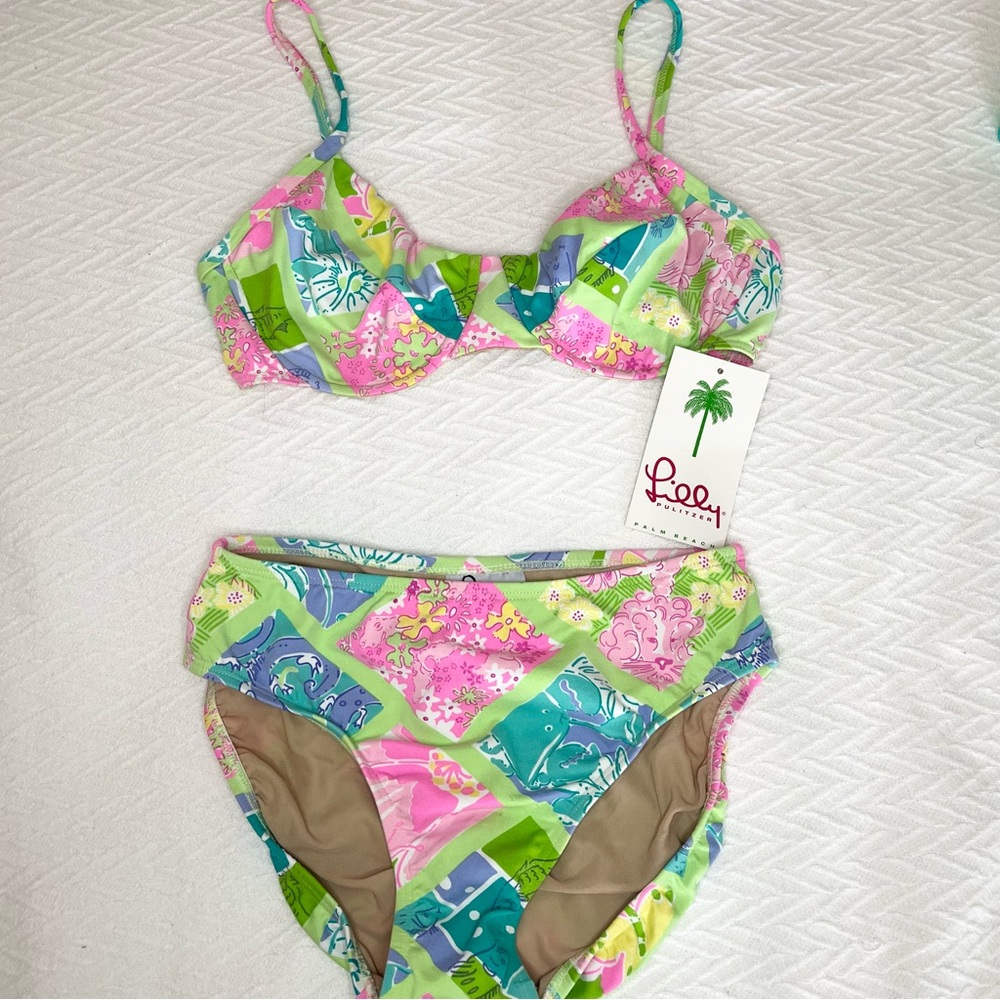 Lilly Pulitzer Women’s Bikini - Vibrant Pink and Green